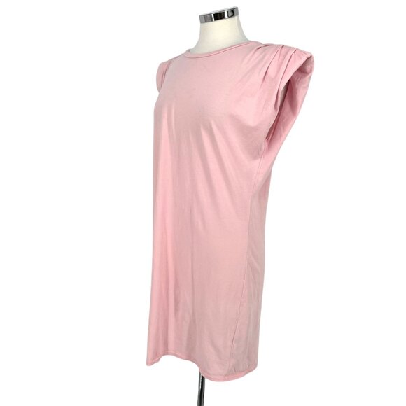 St. Roche Pink Echo Mini Dress Supima Cotton Padded Shoulders Size XL - Picture 6 of 13